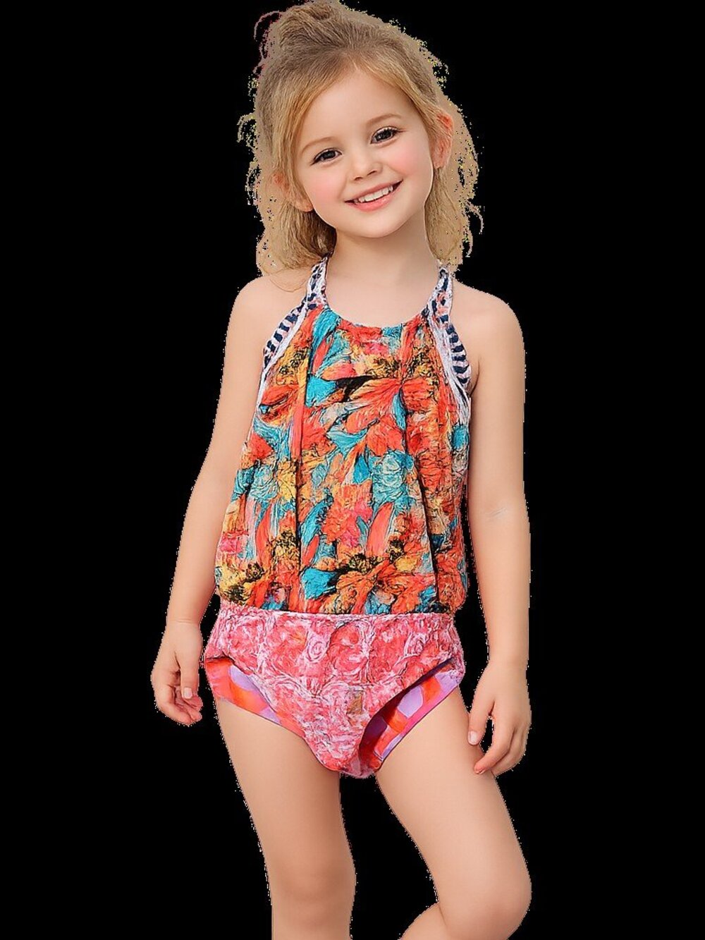 MAAJI Girls One Piece Swimsuit Multi-Color Tropical Print Size 8 yrs